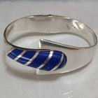 Vintage Hopea rannerengas rannekoru Lapis Lazuli kivi - pikkukuva 1