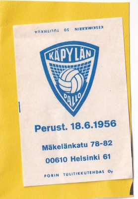 Helsinki, Käpylän Pallo, Perust. 18. 6. 1956    7/11