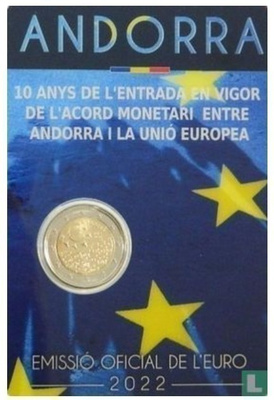 ** ANDORRA 2€ 2022 Rahasopimus 10 v. kortissa **