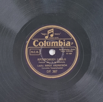 Savikiekko 1942 Birgit Kronström Tauno Palo Columbia DY 387