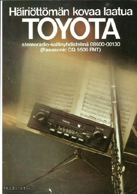 Toyota radiokasettisoitin -esite 80-luvun alusta