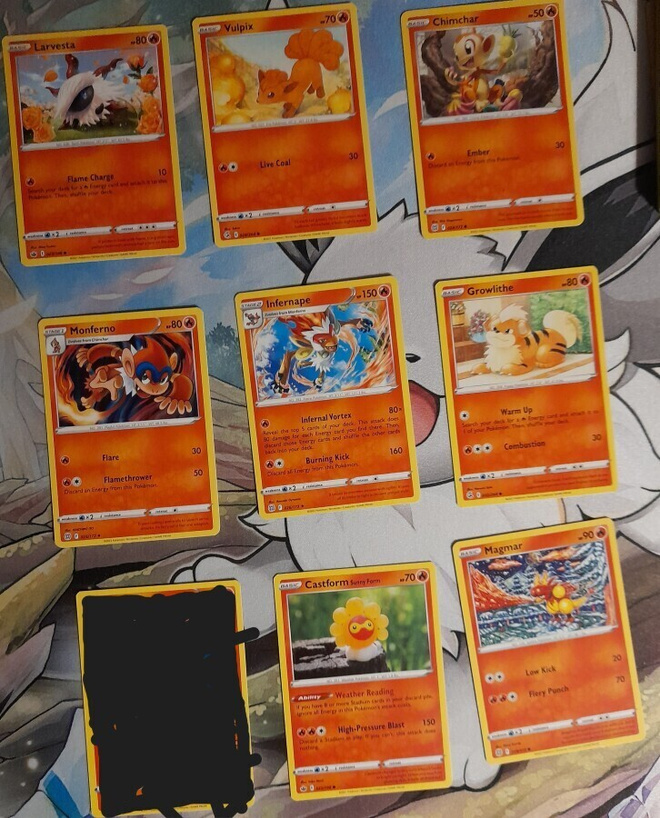 Pokemon Sword & Shield- sarjan kortteja, tuli - NM/M