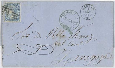 Espanja Mi 68 kirje 1865