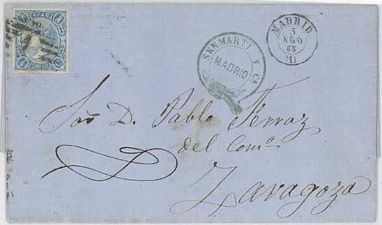 Espanja Mi 68 kirje 1865