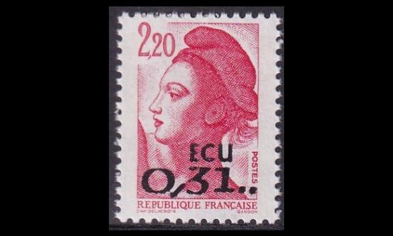 Ranska 2666 ** Käyttösarja Liberté ECU (1988)