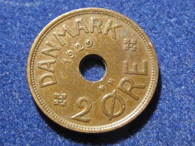 2 öre 1929 Tanska-Denmark