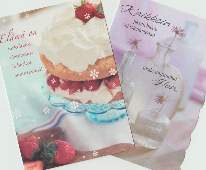 Kortit , kaksi kpl mietelauseella  (R)