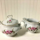 Karolina Poland Porcelain Sugar Bowl Creamer Set Vintage 196 - pikkukuva 1