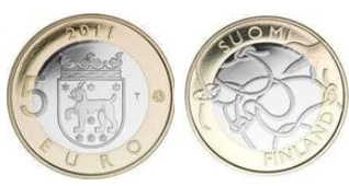 ååse . 5 EUROA . HÄME . Kolikko . ** .