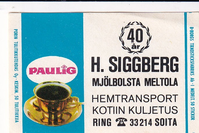 Mjölbolsta Meltola, H, Siggberg 40år. Paulig    b548