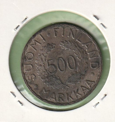 Olympia raha 500 mk 1952 - sis.hopeaa - kehyksessä