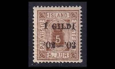 Islanti 12A ** Virkamerkki Kruunu Gildi 5 A (14:13½) (1902)