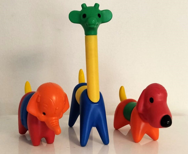 Tupperware retro eläimet, norsu, kirahvi ja koira