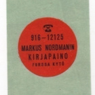 Firmakuori Forssa Nordmanin kirjapaino 1970 + tarra - pikkukuva 2