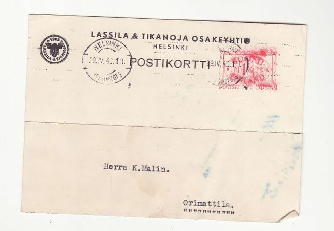 FIRMAKORTTI HELS. frankeerauskoneleima