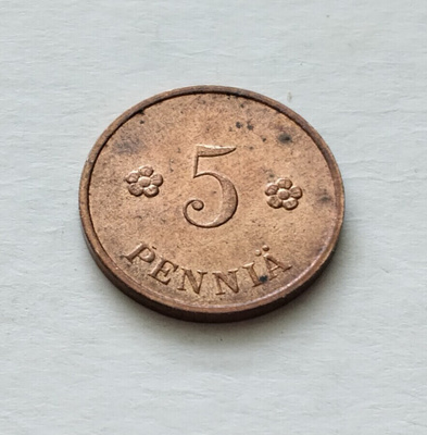 5 penniä v. 1938, circ