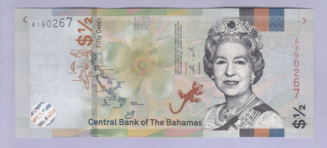 Bahamas ½ Dollar (50 Cents) v.2019 UNC P-New QEII