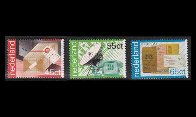Alankomaat 1180-2 ** Posti- ja telelaitos 100v (1981)