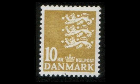 Tanska 626 ** Vaakuna 10 kr keltainen (1976)