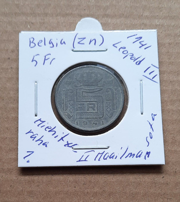 Belgia 5Fr(Zn) miehitysraha, Leopold III 1941