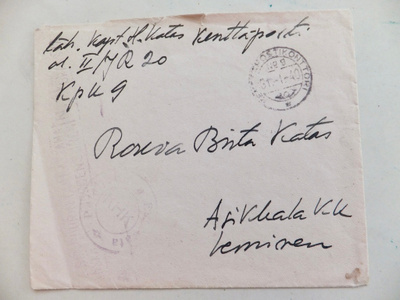 VANHA Kuori Kenttäposti KHK Esikunta Leima 31.I.1940