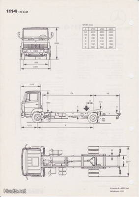 Mercedes-Benz 1114 tekniset tiedot -esite, 1984
