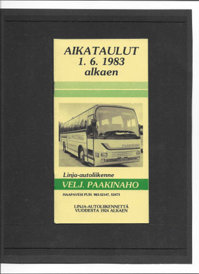 Aikataulut, Velj. Paakinaho, 1983