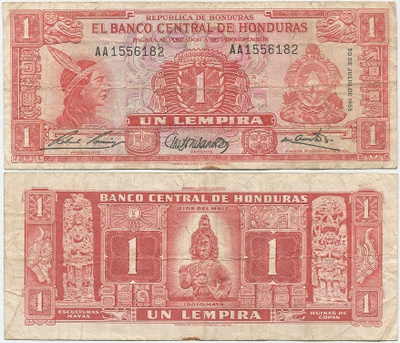 Honduras 1 Lempira 1965 (P-54A) VF