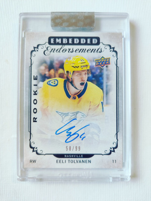 Eeli Tolvanen - 18-19 UD Embedded Endorsements Rookie Auto