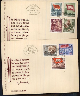 DDR Mi 344, 346,350,351 ja 345,347,352 FDC:t