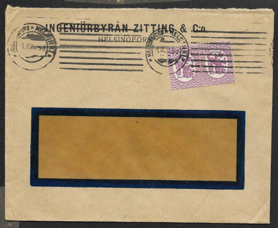 Postilä. - Saarinen 0,40mk (LAPE 2x72A) Helsinki 1.9.1920