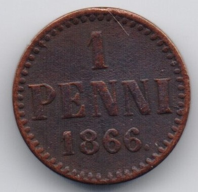 1866 1 penni kl4