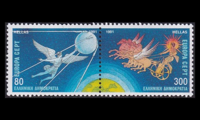 Kreikka 1777-8p ** Europa avaruus (1991)