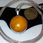Honey egg Amber kotimainen hopea riipus meripihka - pikkukuva 2