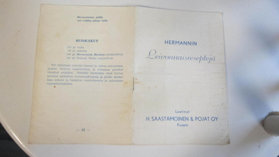 Hermannin Leivonnaisreseptejä H.Saastamoinen&Pojat Oy KUOPIO