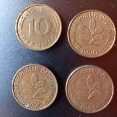 SAKSA BRD 4 x 10p 1979, 1983, 1990 & 1994