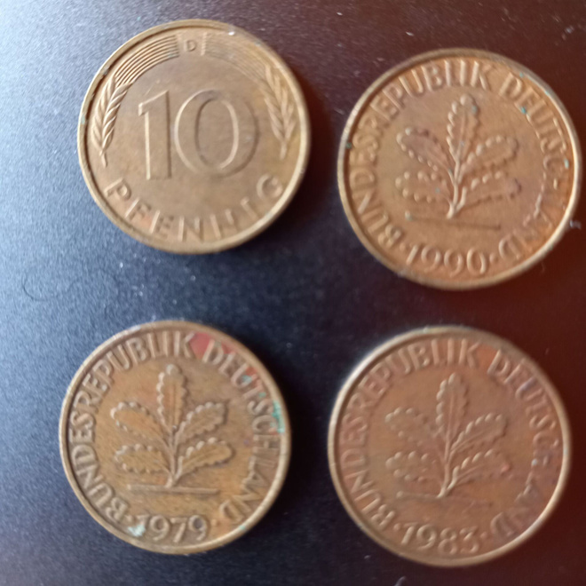 SAKSA BRD 4 x 10p 1979, 1983, 1990 & 1994