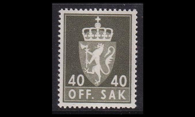 Norja 87x ** Virkamerkki 40 öre x-pap (1962)