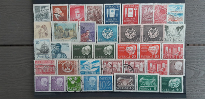 RUOTSI 1960-luku leimattuja postimerkkejä 38 kpl.