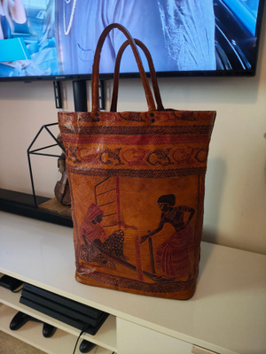 Upea Vintage Shantiniketan -nahkalaukku 60-luku – Iso Tote