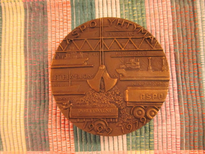 Aspo yhtymä 1929-1979 mitali. Suunn. Aimo Tukiainen 1979.