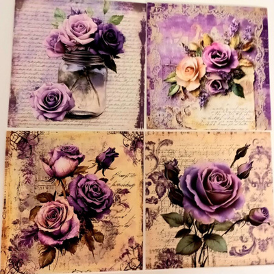 Kuviokartonki RUUSUT / 4 kpl -setti / 15 x 15 cm