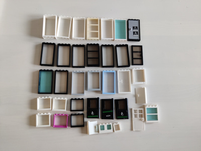 Lego ikkunoita, ovia ym