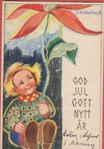 K Frykstrand Tyttö ja kukka - pieni kortti