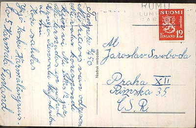 M30 1950 12m punainen postikortti CSR:ään