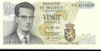 Belgia 20 frangia 1964