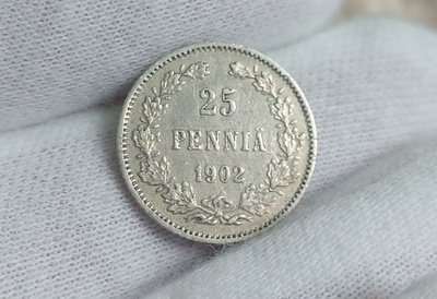 25 penniä hopeaa 1902, kts!