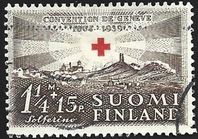 1939 Punainen Risti 1 1/4 mk + 15 p leimattu LaPe 218