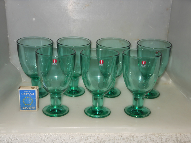 IITTALA NURMINEN VERNA VIHREÄ LASI 7 KPL