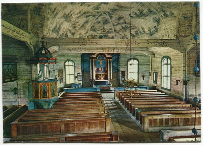 Keuruu Vanha kirkko sisäkuva 1960-luku
